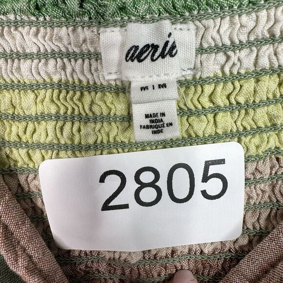 Aerie Mini Dress Size Medium Striped Multicolor Line Blend Side Cut Out Smocked - Picture 9 of 11